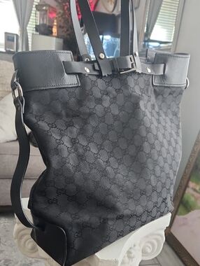 Gucci Black Monogram Tote Bag